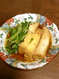 シンプル田舎料理☆厚揚げと水菜のさっと煮-レシピのメイン写真
