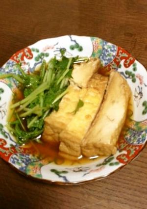 シンプル田舎料理☆厚揚げと水菜のさっと煮-レシピのメイン写真