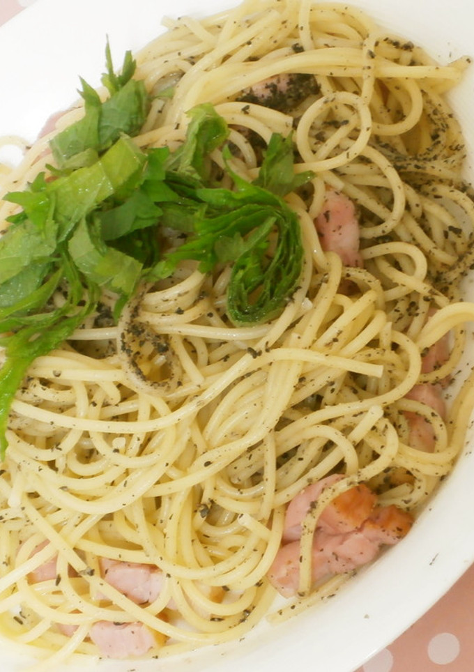 夜食グルメ★昆布茶と黒ごまの和風パスタ-レシピのメイン写真