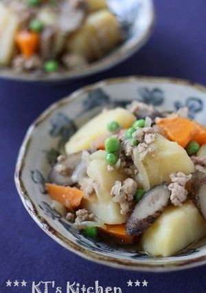 ゴボウ入り。ひき肉じゃが-レシピのメイン写真