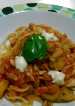 ツナとナスとトマトのパスタ-レシピのメイン写真