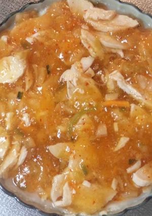 蒸し豆腐のキムチあんかけ　-レシピのメイン写真