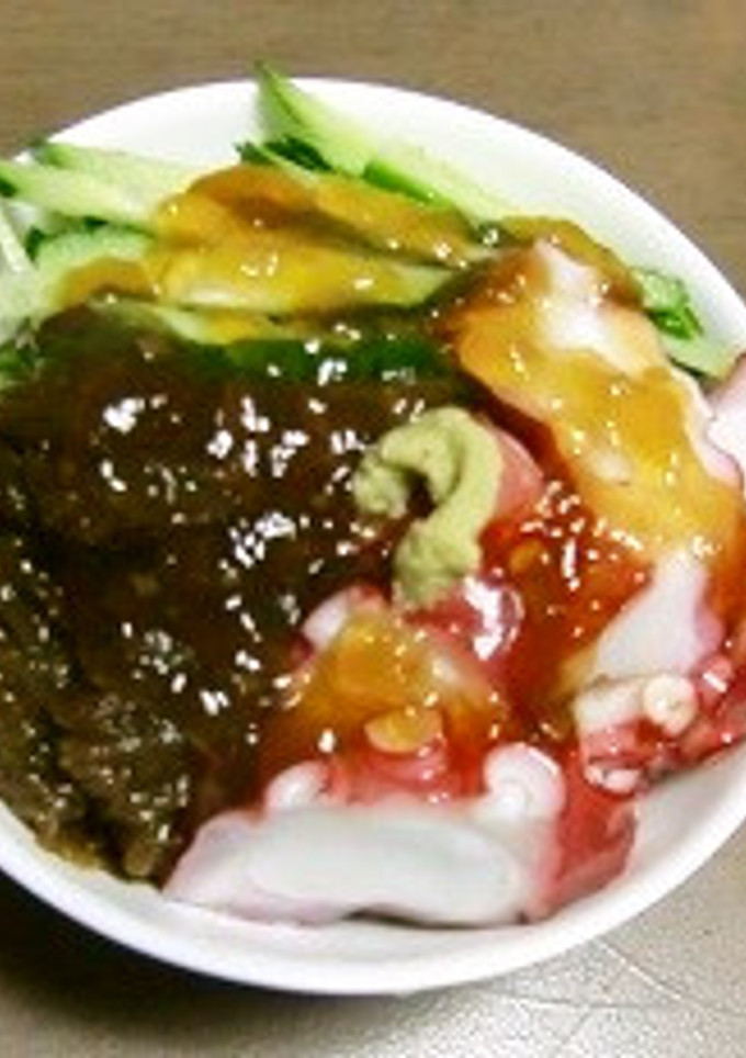 たこきゅうもずくのぽんジュレわさび添え-レシピのメイン写真