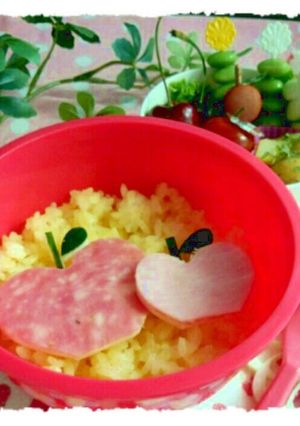 キャラ弁☆簡単◎ハム林檎-レシピのメイン写真