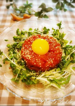 塩麹ＤＥとろ～り卵が美味☆マグロのユッケ-レシピのメイン写真