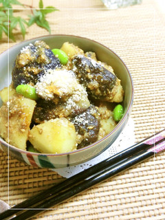 新じゃがと茄子の海苔塩麹胡麻和え-レシピのメイン写真
