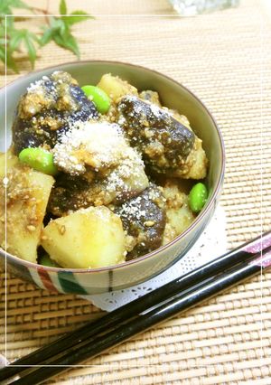 新じゃがと茄子の海苔塩麹胡麻和え-レシピのメイン写真
