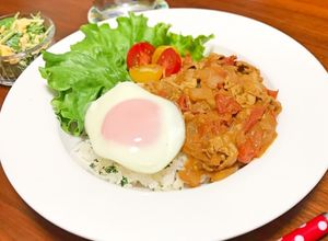 簡単ランチ！トマトと豚肉のカフェ風ごはん-レシピのメイン写真