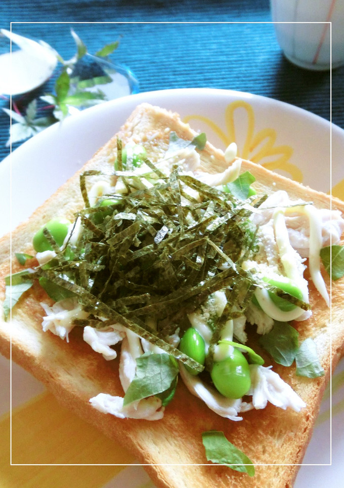 鶏ささみと枝豆の梅わさびトースト-レシピのメイン写真