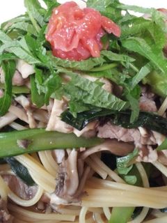 カイラン 菜と舞茸の簡単和風パスタ-レシピのメイン写真