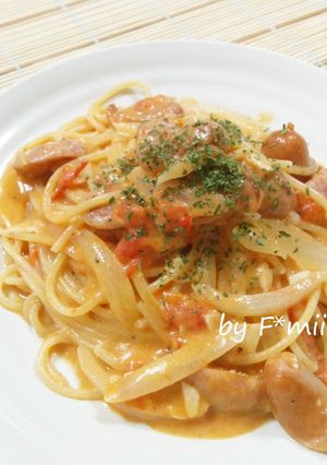 フライパンひとつで☆トマトクリームパスタ-レシピのメイン写真