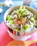 しらすおろし・梅わさび・塩昆布の丼