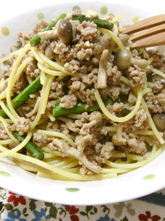 ひき肉ときのこのあっさり和風パスタ♡-レシピのメイン写真