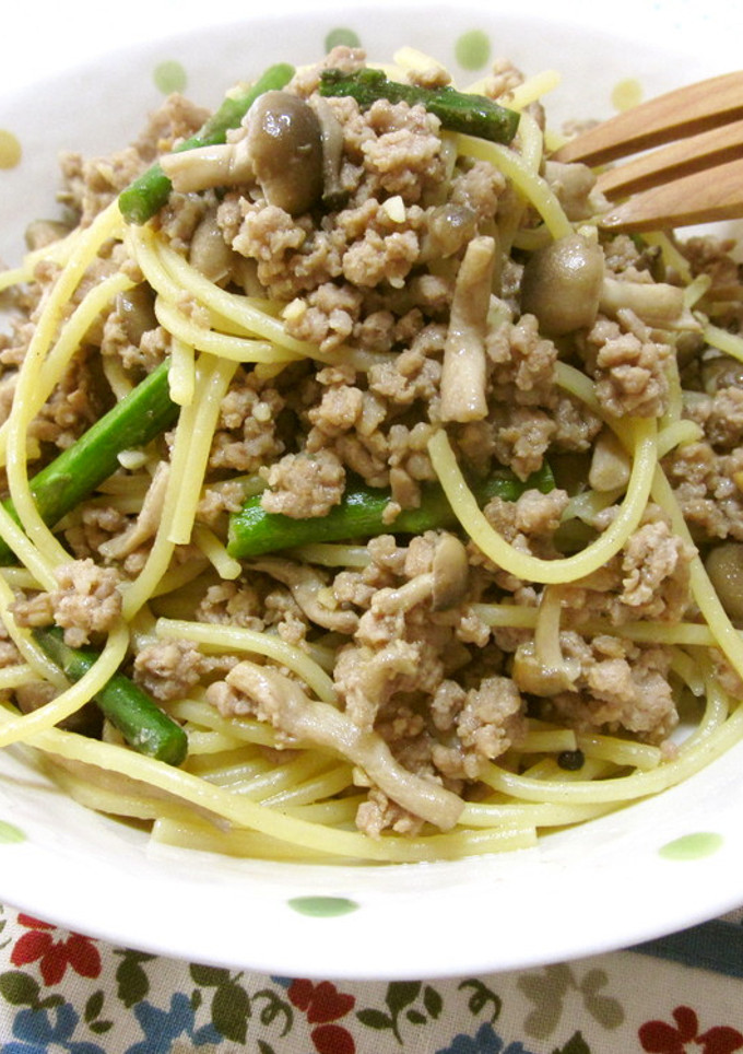 ひき肉ときのこのあっさり和風パスタ♡-レシピのメイン写真