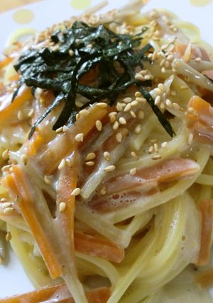 リメイク!きんぴらクリームパスタ-レシピのメイン写真