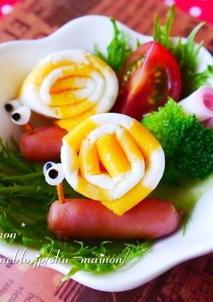 しましま薄焼き卵deかたつむり☆キャラ弁-レシピのメイン写真