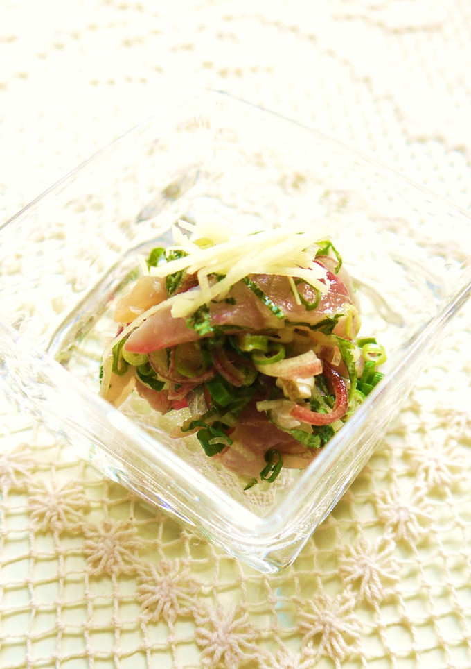 たたき梅とあじの薬味和え-レシピのメイン写真