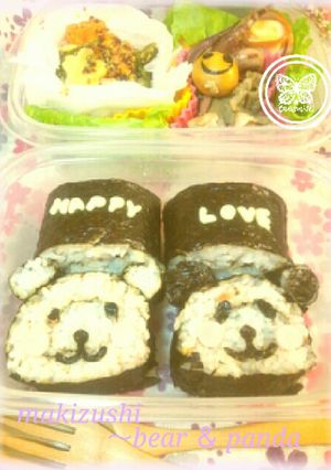 巻き寿司でくま&パンダ弁当-レシピのメイン写真