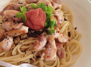 五右衛門風✿梅とささみの昆布つゆパスタ-レシピのメイン写真