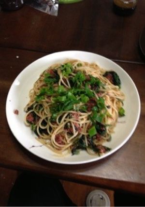 簡単☆コンビーフとほうれん草のパスタ-レシピのメイン写真