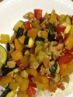 夏野菜と挽肉のオイスターソース炒め-レシピのメイン写真