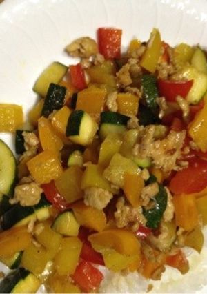 夏野菜と挽肉のオイスターソース炒め-レシピのメイン写真