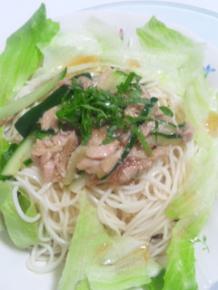夏に!さっぱり大葉と梅とツナのそうめん-レシピのメイン写真