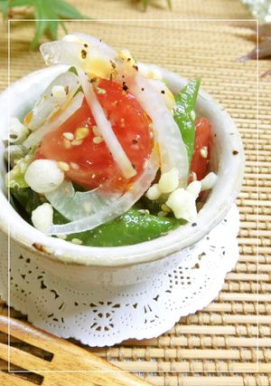 モロッコインゲンとトマトの塩麹ラー油和え-レシピのメイン写真