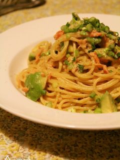 鮭とアボカド山葵醤油クリームスパゲッティ-レシピのメイン写真