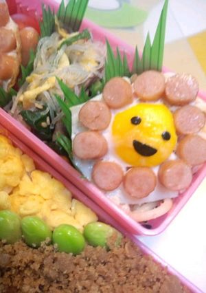 お弁当(*^o^*)うずら卵で太陽-レシピのメイン写真