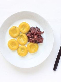 南瓜の白玉デザート♪小豆と豆乳を添えて-レシピのメイン写真