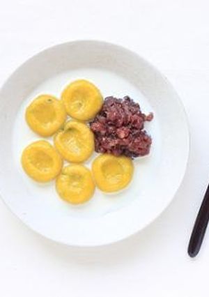 南瓜の白玉デザート♪小豆と豆乳を添えて-レシピのメイン写真