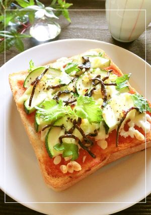 カッテージ×ズッキーニの和ケチャトースト-レシピのメイン写真