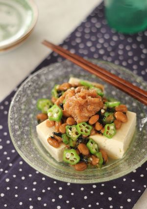オクラと納豆の梅肉のせ冷ややっこ-レシピのメイン写真