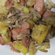 きのことじゃがいもとウインナーの塩麹炒め
