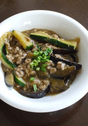 夏野菜　マーボー茄子＋ズッキーニ-レシピのメイン写真