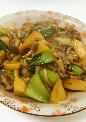 豚肉・筍・青梗菜・しめじのオイスター炒め-レシピのメイン写真