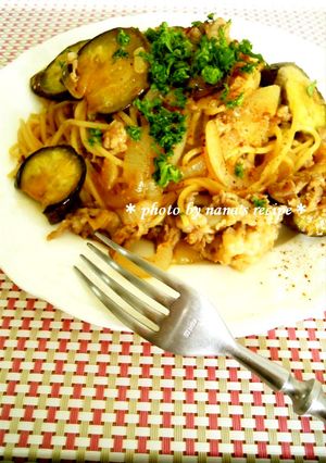 茄子と豚肉の塩麹麺つゆ和風パスタ-レシピのメイン写真