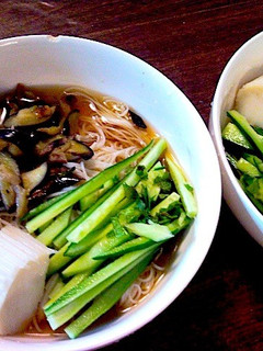茄子の大蒜炒めと青じそ胡瓜のぶっかけ素麺-レシピのメイン写真
