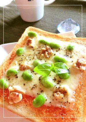 枝豆×胡桃のケチャップバジルトースト-レシピのメイン写真