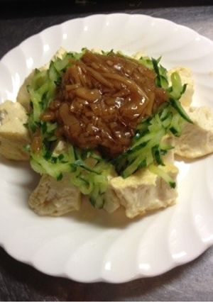 なめたけ・キュウリ乗せ雷豆腐-レシピのメイン写真