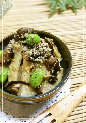 エリンギの塩昆布・ラー油胡麻和え-①-レシピのメイン写真