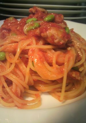 枝豆とサルシッチャのトマトソースパスタ-レシピのメイン写真