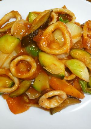 畑の野菜といかのチリソース-レシピのメイン写真