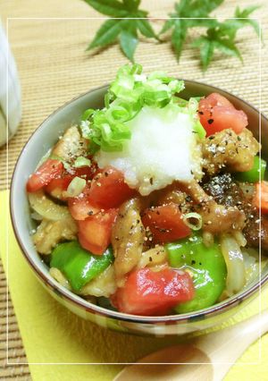 トマト＆おろしでさっぱり　肉野菜丼-レシピのメイン写真