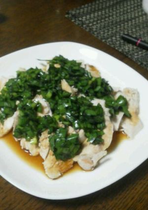 蒸し鶏のにらソースがけ(oﾟ▽ﾟ)o-レシピのメイン写真