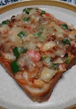 キムチ納豆でピザトースト！-レシピのメイン写真