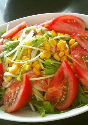 水菜とトマトのシャキシャキサラダ♪-レシピのメイン写真