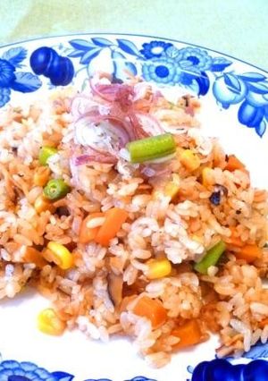 カラフル野菜とさきいかのおこわ-レシピのメイン写真