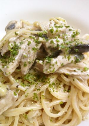 茹で鶏となすのクリームスパゲティー-レシピのメイン写真